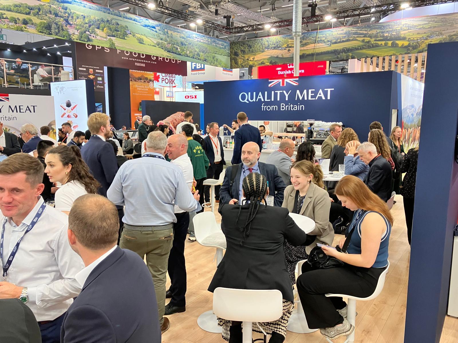 AHDB representatives meeting with international buyers at the UK pavilion during Anuga 2025